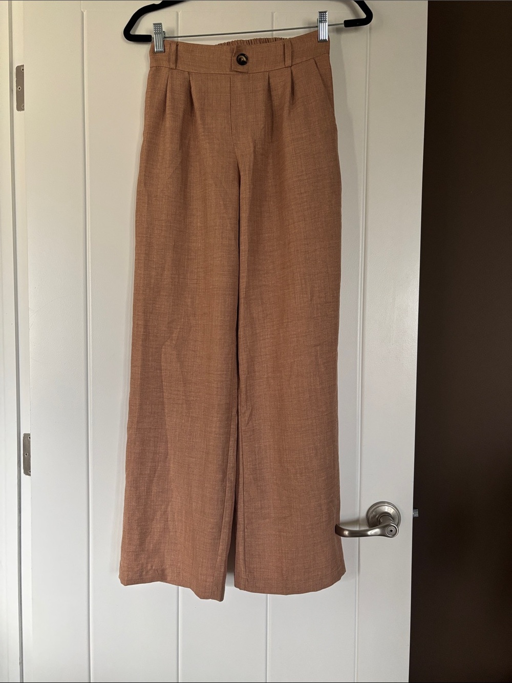 High-Rise Wide-Leg Pants in Warm Tan